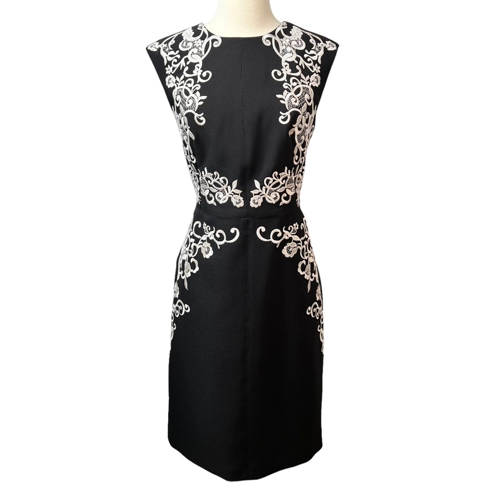 Donna Morgan Black Embroidered Sheath Dress 10